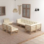 vidaXL Salon de jardin 8 Pièces avec coussins Bois de pin massif
