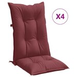 vidaXL Coussins de chaise dossier haut lot de 4 rouge bordeaux mélangé