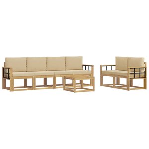 vidaXL Ensemble de canapés d'extérieur 7 pc Blanc et Beige