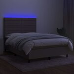 vidaXL Sommier à lattes de lit et matelas et LED Taupe 140x190cm Tissu