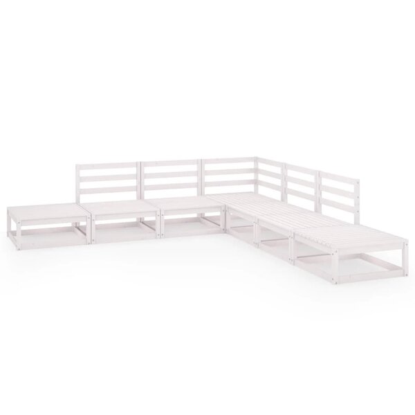 vidaXL Salon de jardin 7 Pièces Blanc Bois de pin massif