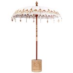 vidaXL Parasol balinais 260 2 Pièces Crème Coton et bois massif