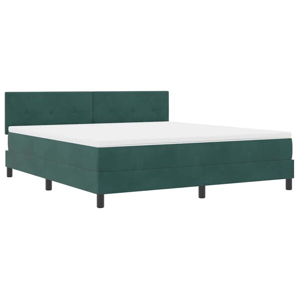 vidaXL Lit Box Spring avec Matelas & LED Vert Foncé 180x200 cm Velours