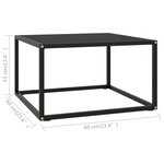 Vidaxl table basse noir avec verre noir 60x60x35 cm