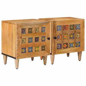 vidaXL Cabinet de chevet 2 Pièces Naturel 40 x 33 x 46 cm