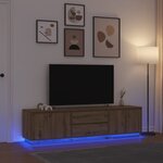 vidaXL Meuble TV avec éclairages LED chêne artisanal 193 5x41x50 cm