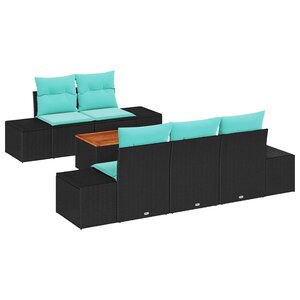 vidaXL Ensemble de canapé de jardin avec coussin 6 Pièces Noir polyrotin
