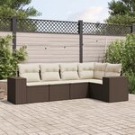 vidaXL Salon de jardin avec coussins 5 Pièces marron résine tressée