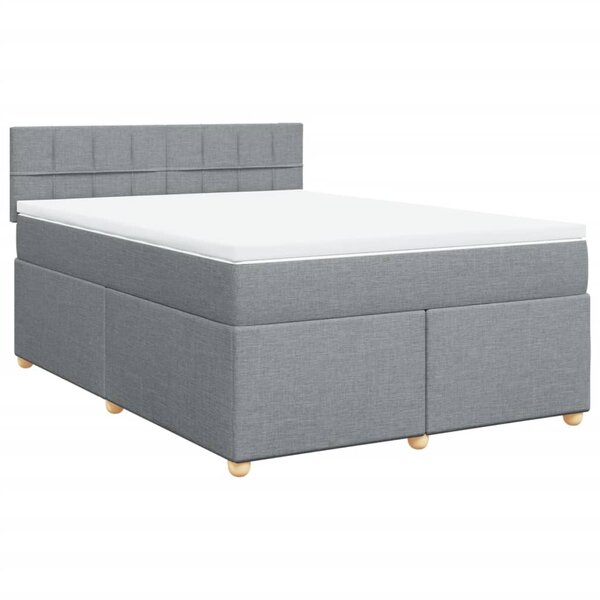 vidaXL Sommier à lattes de lit avec matelas Gris clair 140x200cm Tissu