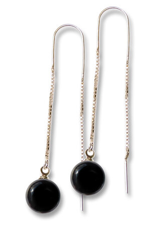 Boucles d'oreille chaine pendante noir