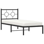 vidaXL Cadre de lit métal sans matelas avec tête de lit noir 75x190 cm
