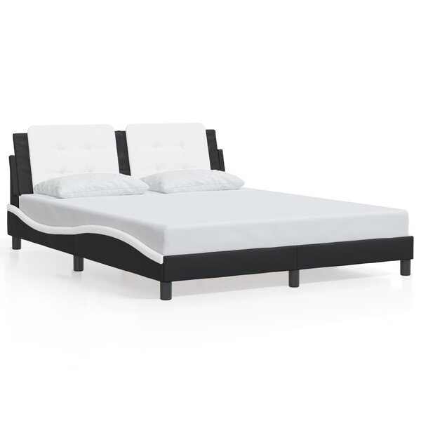 vidaXL Cadre de lit sans matelas noir et blanc 160x200 cm similicuir