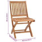 vidaXL Chaises pliables de jardin avec coussins lot de 8 Teck solide