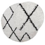 vidaXL Tapis shaggy à poils longs moderne crème et noir Ø 120 cm
