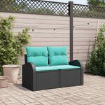 vidaXL Canapé de jardin Noir 124 x 62 x 85cm polyrotin