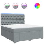 vidaXL Sommier à lattes de lit avec matelas Gris clair 200x200cm Tissu