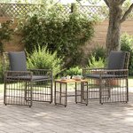 vidaXL Ensemble de meubles d'extérieur 3 Pièces Noir et Gris foncé
