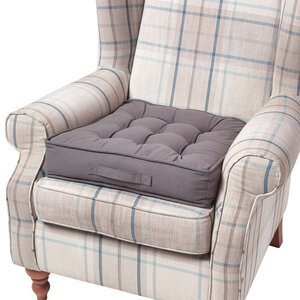 Coussin d'assise rehausseur en coton Gris ardoise  50 x 50 x 10 cm - HOMESCAPES