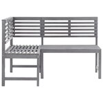 vidaXL Banc d'angle de jardin Gris 140 cm Bois solide d'acacia
