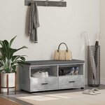 vidaXL Banc d'entrée avec coussin Gris béton 100 x 38 x 46 cm