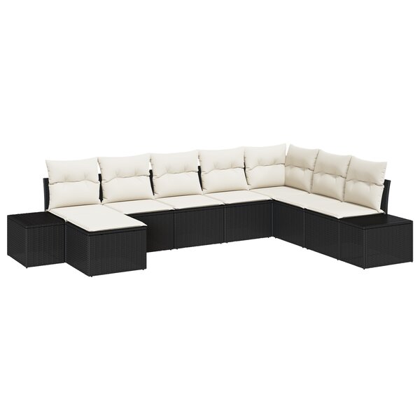vidaXL Set de canapé de jardin de 8 pièces avec coussins - Poly Rattan Noir