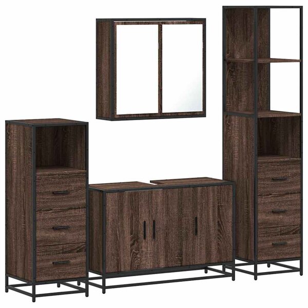 vidaXL Ensemble de meubles de salle de bain 4 Pièces chêne marron