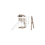 AXI Beach Tower avec Balancoire Simple Marron Blanc Toboggan Blanc
