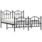 vidaXL Cadre de lit métal sans matelas avec pied de lit noir 135x190cm