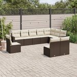 vidaXL Salon de jardin 10 Pièces avec coussins marron résine tressée