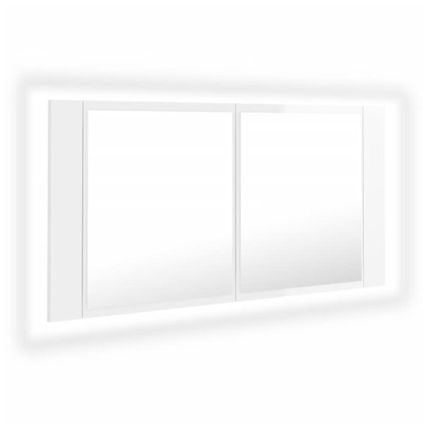 vidaXL Armoire à miroir de bain à LED Blanc brillant Acrylique