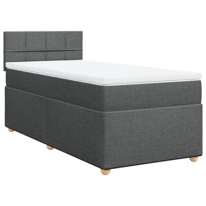 vidaXL Sommier à lattes de lit avec matelas gris foncé 90x190 cm simple tissu