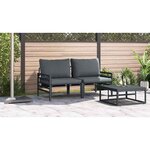 vidaXL Mobilier de jardin avec coussin 2 Pièces Anthracite Acier