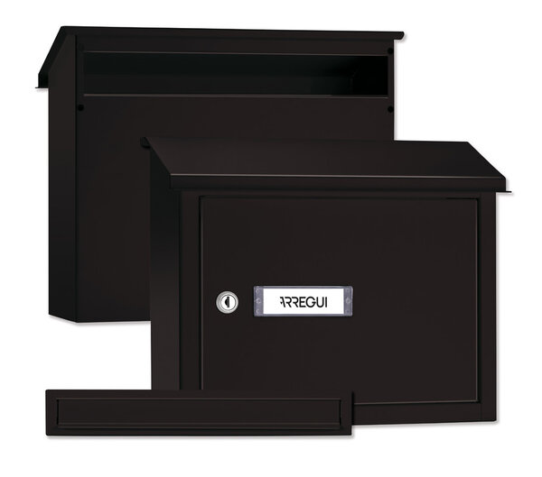 Pack Bouche d'entrée + Boîte aux lettre en acier  V4084  Fente 32 5 x 3 cm  Noir