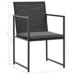 vidaXL Ensemble à manger d'extérieur 7Pièces coussins résine tressée noir