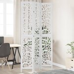 vidaXL Cloison de séparation 3 panneaux blanc bois de paulownia massif