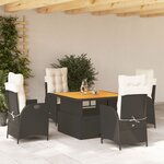 vidaXL Ensemble à manger de jardin coussins 5Pièces Noir Résine tressée