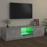 vidaXL Meuble TV avec lumières LED gris béton 140x40x36 cm