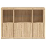 vidaXL Buffets avec lumières LED 3 Pièces chêne sonoma bois d'ingénierie