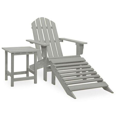 vidaXL Chaise de jardin Adirondack avec pouf et table Sapin Gris