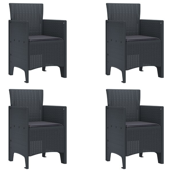 vidaXL Chaise de jardin 4 Pièces Anthracite 53 x 49 x 85 cm PP