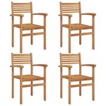 vidaXL Chaise 4 pc Marron Bois de teck massif