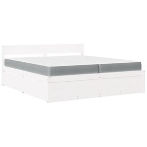 vidaXL Lit avec tiroirs et matelas blanc 200x200 cm bois massif de pin