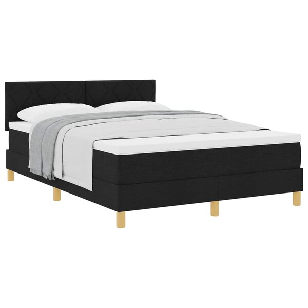vidaXL Lit à ressorts avec coussin Noir 160 x 200 cm tissu