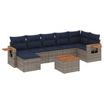 vidaXL Salon de jardin 8 Pièces avec coussins gris résine tressée