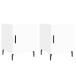 vidaXL Tables de chevet 2 Pièces blanc 40x40x50 cm bois d’ingénierie