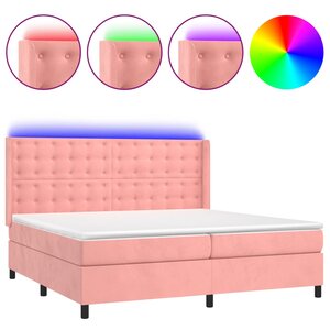vidaXL Sommier à lattes de lit matelas et LED Rose 200x200 cm Velours
