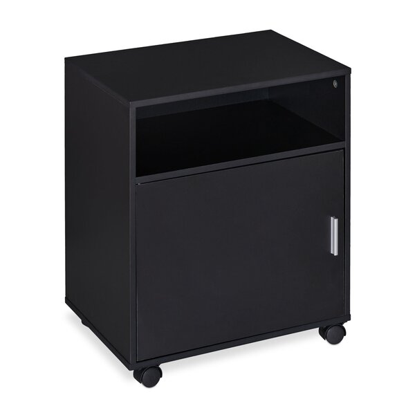 Caisson de bureau mobile avec 3 compartiments dimensions 40 x 45 x 50 cm rangement pratique en mélamine noir 13_0009882