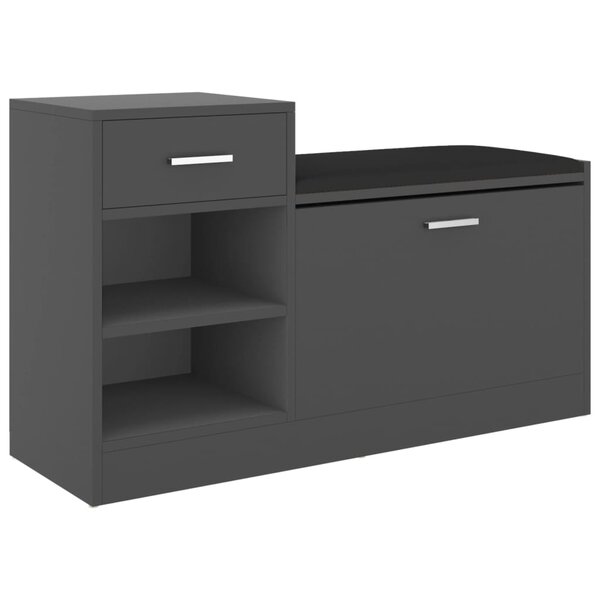 vidaXL Banc à chaussures Gris 94 5x31x57 cm Aggloméré