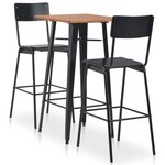 vidaXL Mobilier de bar 3 Pièces Acier Noir