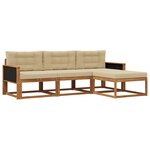 vidaXL Ensemble de canapés d'extérieur 4 Pièces Naturel et Beige